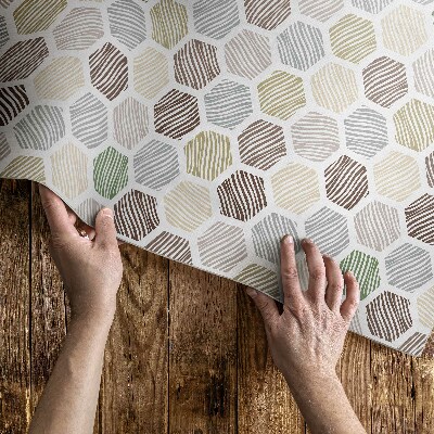 Tapis vinyle Hexagones à motifs aux couleurs pastel bohèmes