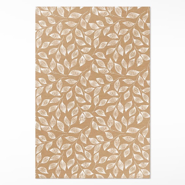 Tapis vinyle rectangulaire Brindilles linéaires bohèmes avec feuilles