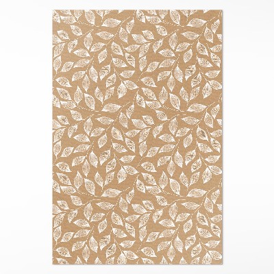 Tapis vinyle rectangulaire Brindilles linéaires bohèmes avec feuilles