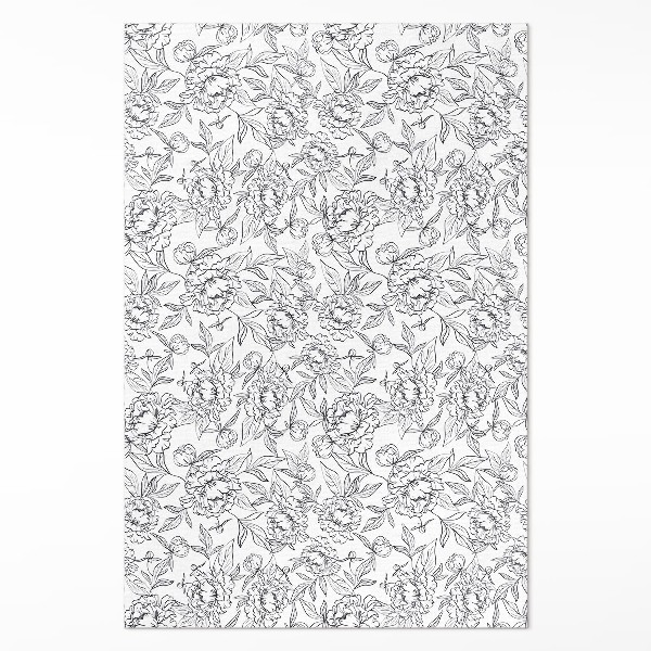 Tapis vinyle Croquis vintage de fleur et de feuille de pivoine