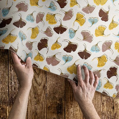 Tapis vinyle rectangulaire Illustration bohème de feuilles de ginkgo pastel