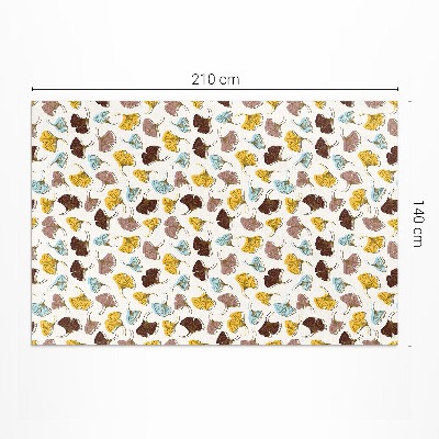 Tapis vinyle rectangulaire Illustration bohème de feuilles de ginkgo pastel