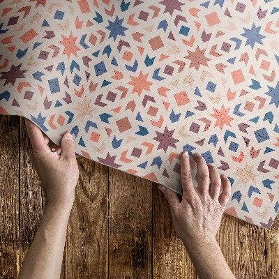 Tapis vinyle rectangulaire Motif vintage étoiles et flèches pastel