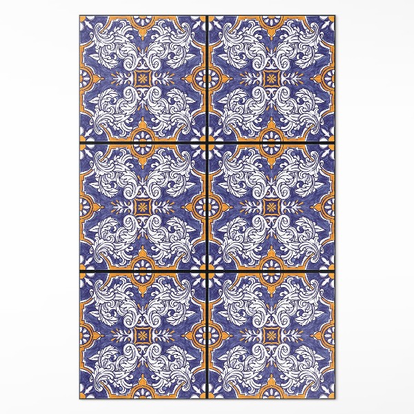 Tapis vinyle Carreaux élégants avec ornements végétaux