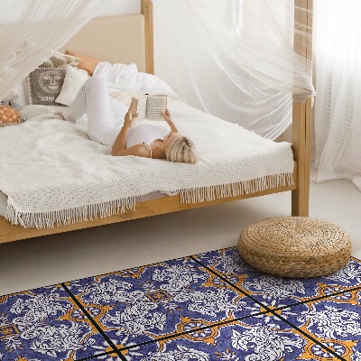 Tapis vinyle Carreaux élégants avec ornements végétaux