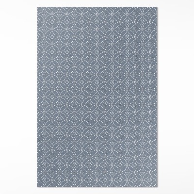 Tapis vinyle rectangulaire Motif de cotte de mailles avec des cercles réguliers et des fleurs