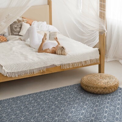 Tapis vinyle rectangulaire Motif de cotte de mailles avec des cercles réguliers et des fleurs