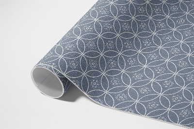 Tapis vinyle rectangulaire Motif de cotte de mailles avec des cercles réguliers et des fleurs