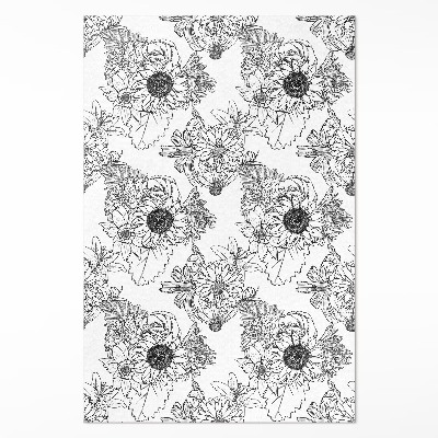 Tapis vinyle Tournesols dessinés, belles fleurs vintage