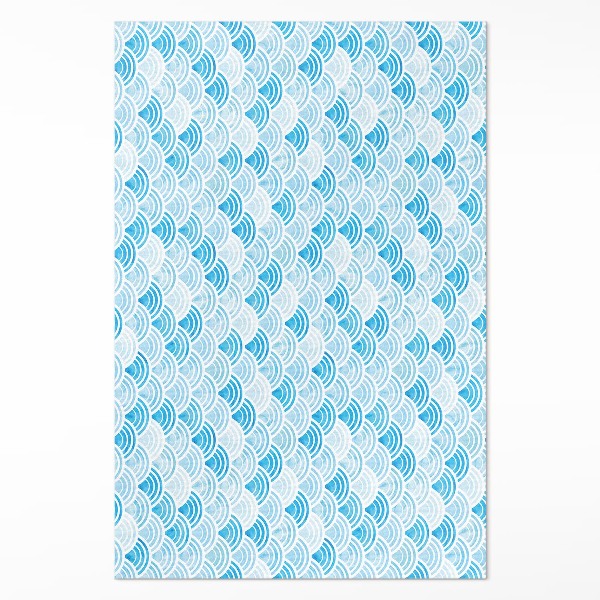 Tapis vinyle rectangulaire Motif de vagues à l'aquarelle de style asiatique