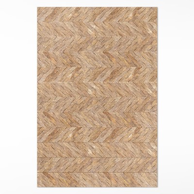 Tapis vinyle rectangulaire Parquet à chevrons en bois vintage