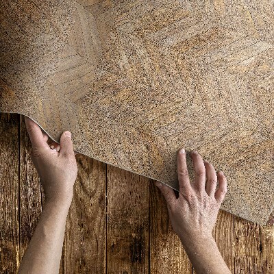 Tapis vinyle rectangulaire Parquet à chevrons en bois vintage