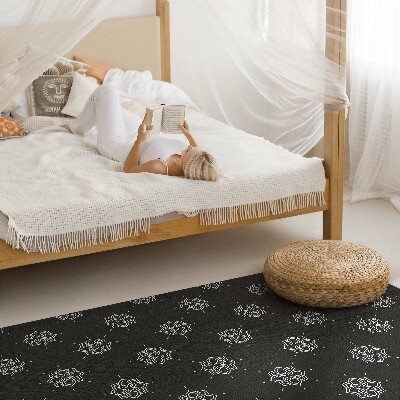 Tapis vinyle rectangulaire Motif régulier de fleurs linéaires