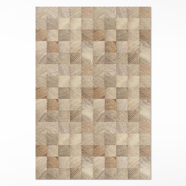Tapis vinyle Mosaïque de cernes d'arbres en carrés de bois