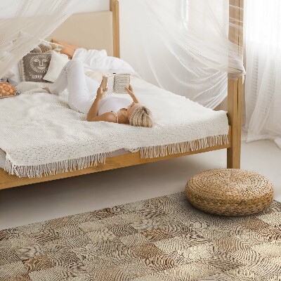 Tapis vinyle Mosaïque de cernes d'arbres en carrés de bois