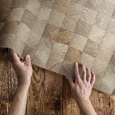 Tapis vinyle Mosaïque de cernes d'arbres en carrés de bois