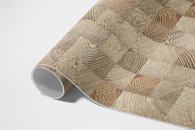 Tapis vinyle Mosaïque de cernes d'arbres en carrés de bois