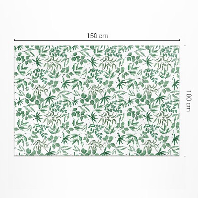 Tapis vinyle rectangulaire Feuilles à l'aquarelle dans un style délicat