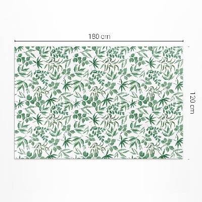 Tapis vinyle rectangulaire Feuilles à l'aquarelle dans un style délicat