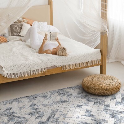 Tapis vinyle rectangulaire Parquet en pierre clair à chevrons