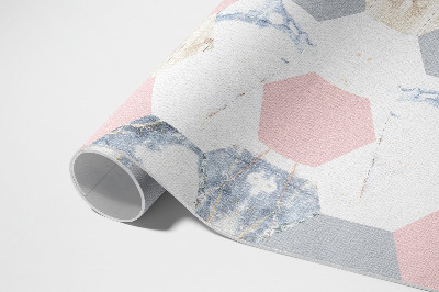 Tapis vinyle Hexagones pastel avec marbre