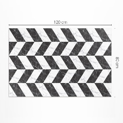 Tapis vinyle rectangulaire Marbre à chevrons en pierre monochrome