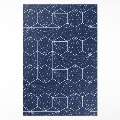 Tapis vinyle rectangulaire Hexagones avec motifs linéaires