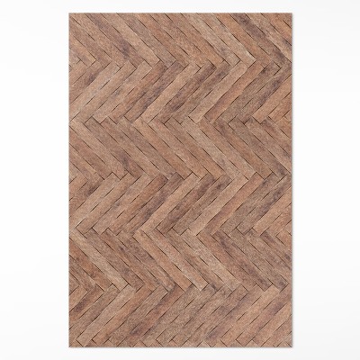 Tapis vinyle rectangulaire Parquet en bois à chevrons élégant