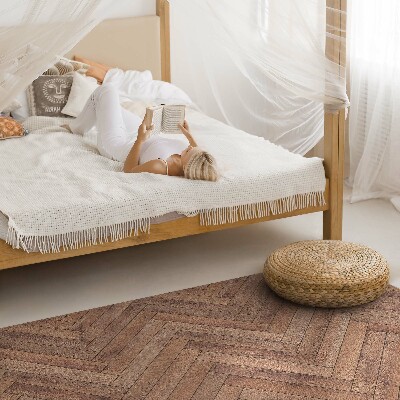 Tapis vinyle rectangulaire Parquet en bois à chevrons élégant