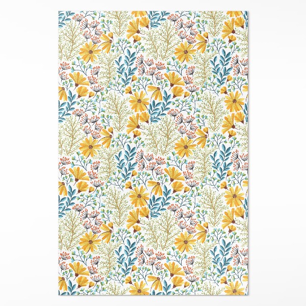 Tapis vinyle rectangulaire Motif floral de prairie fleurie