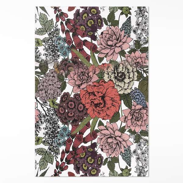 Tapis vinyle Fleurs pastel dans une prairie vintage