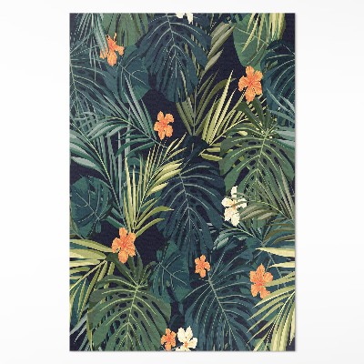 Tapis vinyle rectangulaire Végétation, feuilles et fleurs vintage