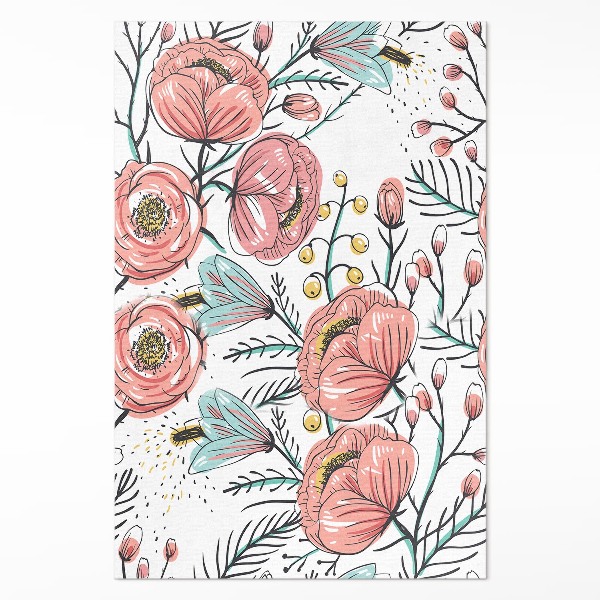 Tapis vinyle Fleurs pastel, belle illustration subtile