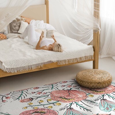 Tapis vinyle Fleurs pastel, belle illustration subtile