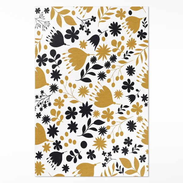 Tapis vinyle rectangulaire Illustration de fleurs et de feuilles dans une prairie