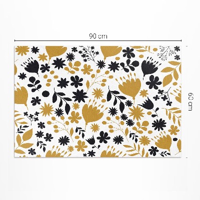 Tapis vinyle rectangulaire Illustration de fleurs et de feuilles dans une prairie