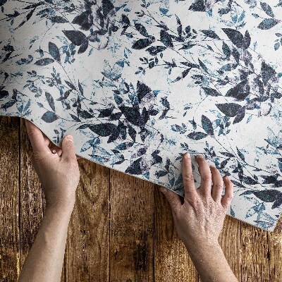 Tapis vinyle Feuilles de vigne indigo à l'aquarelle