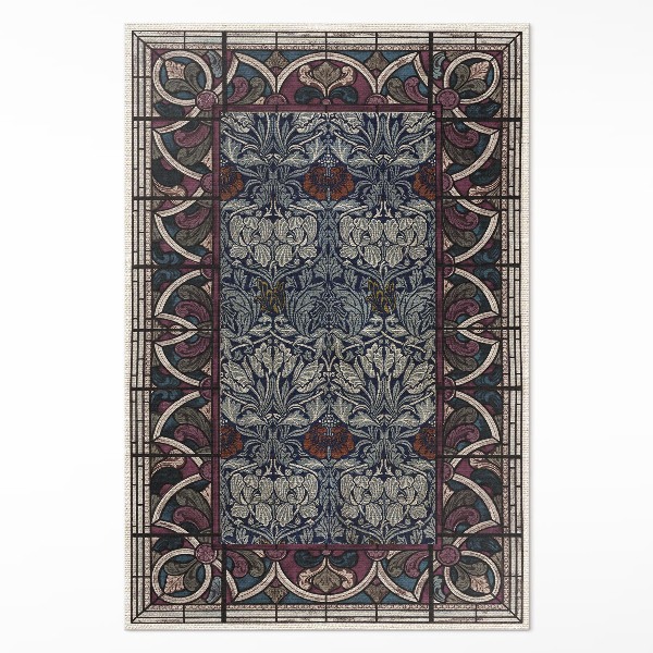 Tapis vinyle rectangulaire Vitraux rouges gothiques