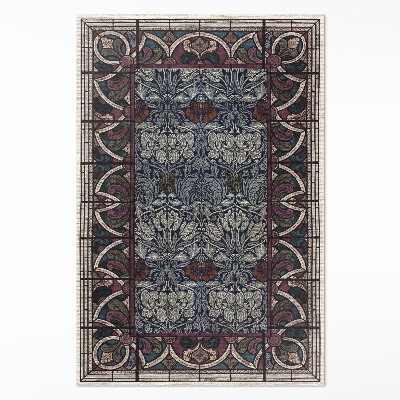 Tapis vinyle rectangulaire Vitraux rouges gothiques