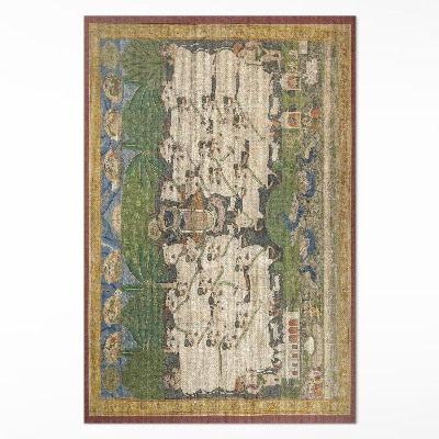 Tapis vinyle rectangulaire Tapisserie Krishna avec des vaches