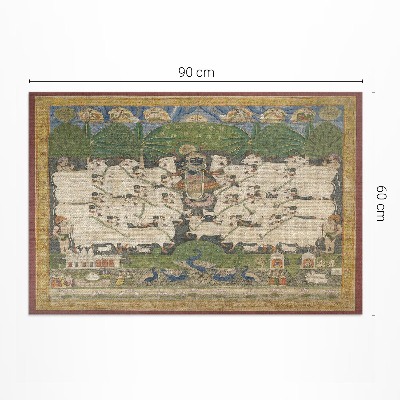 Tapis vinyle rectangulaire Tapisserie Krishna avec des vaches