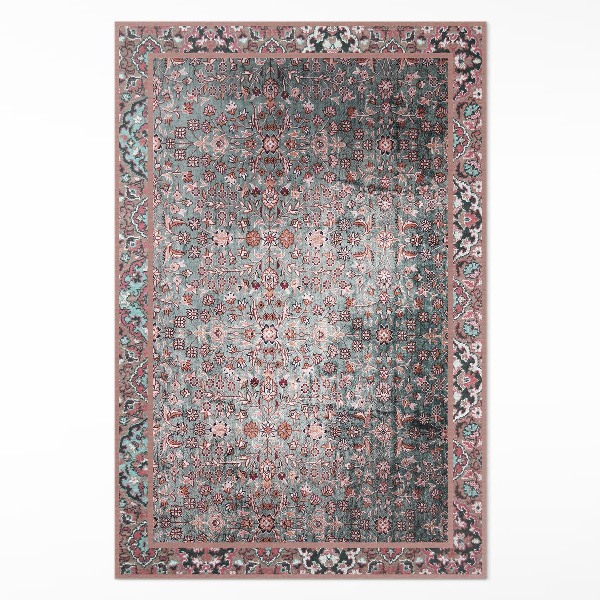 Tapis vinyle rectangulaire Motif floral rétro vieilli