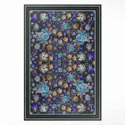 Tapis vinyle Fleurs bleues et jaunes