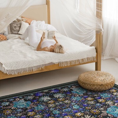 Tapis vinyle Fleurs bleues et jaunes