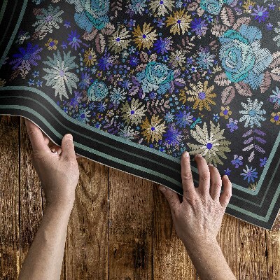 Tapis vinyle Fleurs bleues et jaunes