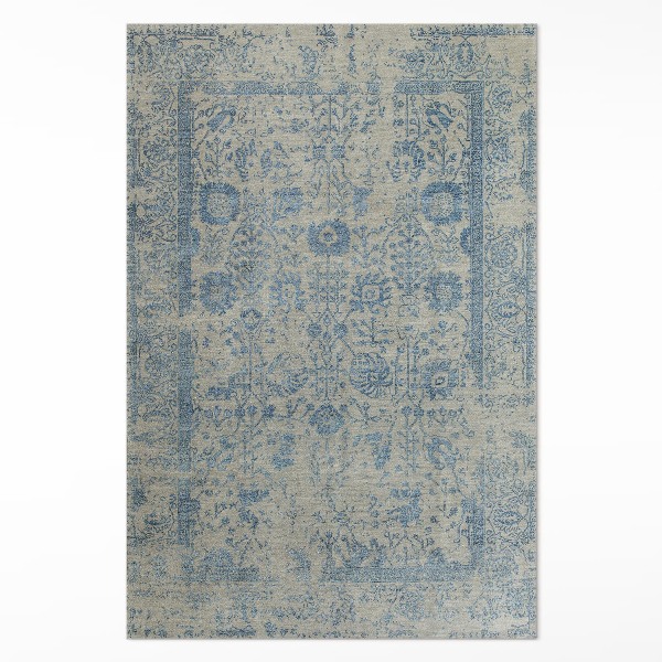 Tapis vinyle rectangulaire Motif floral bleu délavé