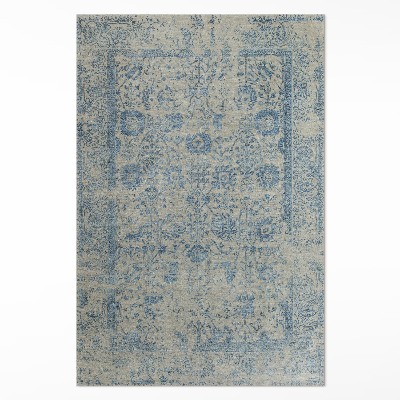 Tapis vinyle rectangulaire Motif floral bleu délavé