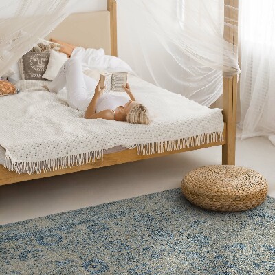 Tapis vinyle rectangulaire Motif floral bleu délavé