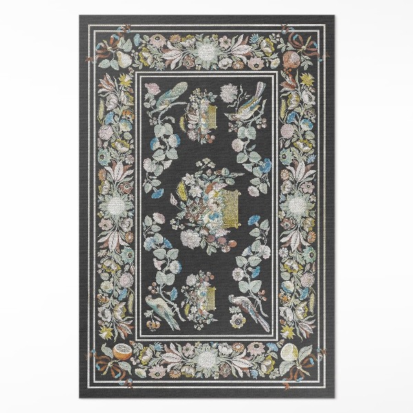 Tapis vinyle Fleurs et oiseaux antiques pâles