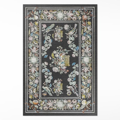 Tapis vinyle Fleurs et oiseaux antiques pâles